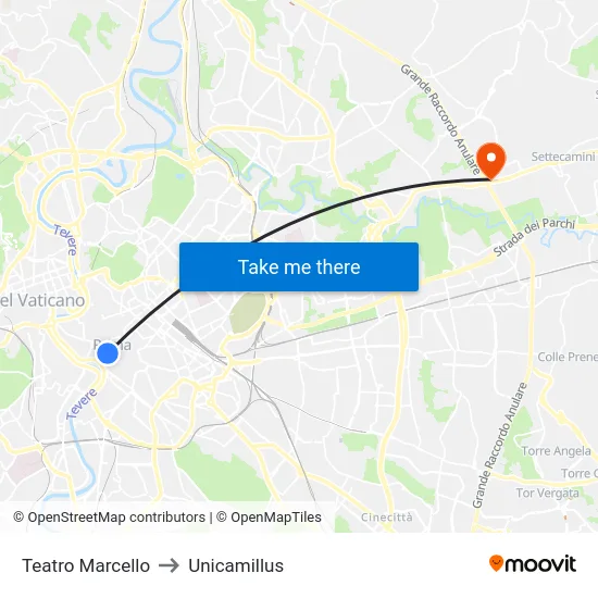 Teatro Marcello to Unicamillus map