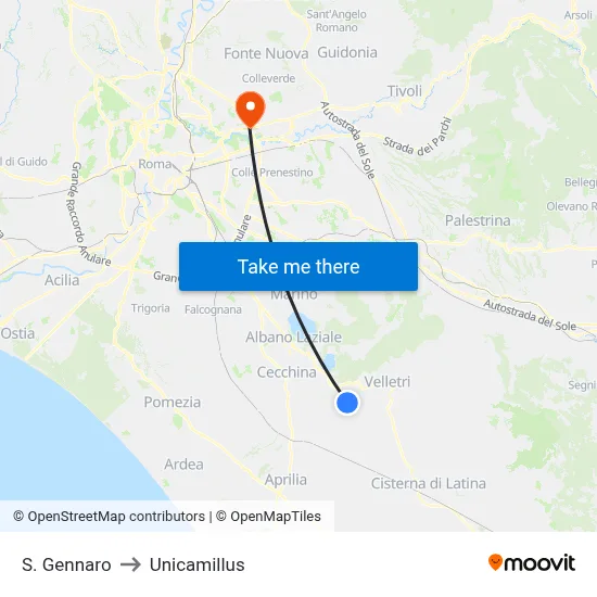 St. Gennaro to Unicamillus map
