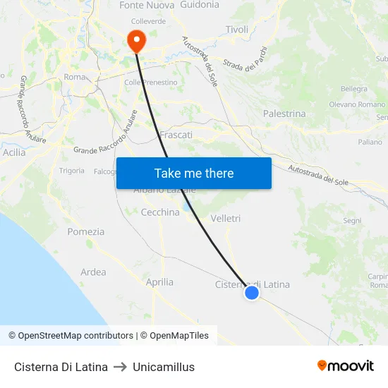 Cisterna Di Latina to Unicamillus map