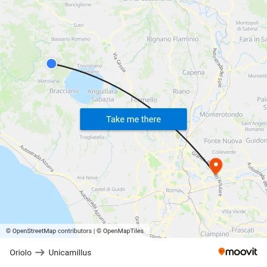 Oriolo to Unicamillus map