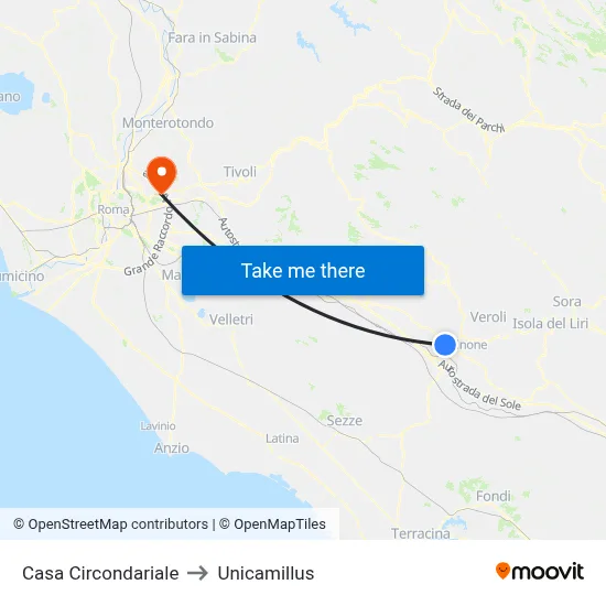 Casa Circondariale to Unicamillus map