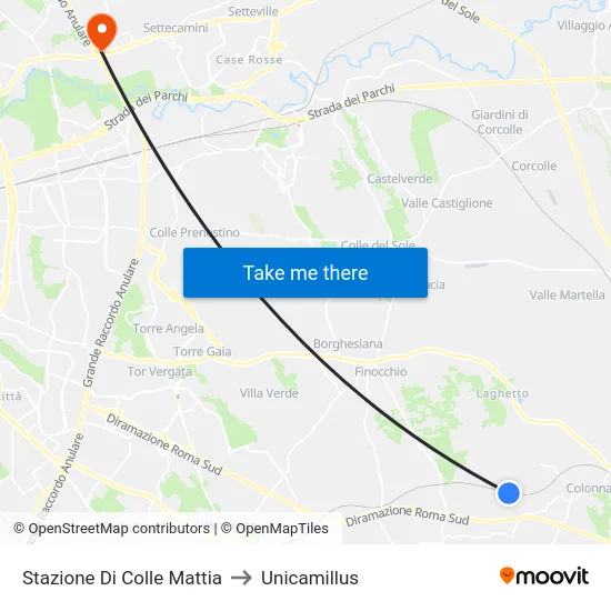 Stazione Di Colle Mattia to Unicamillus map