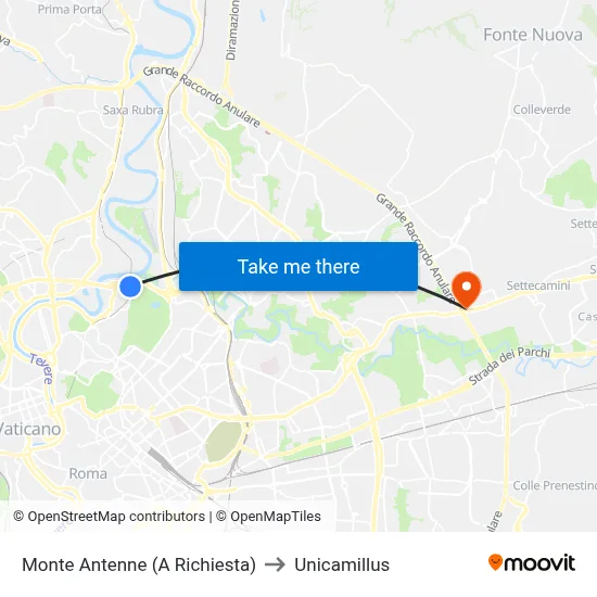 Monte Antenne (A Richiesta) to Unicamillus map