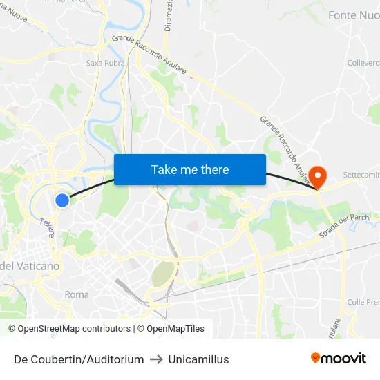 De Coubertin/Auditorium to Unicamillus map