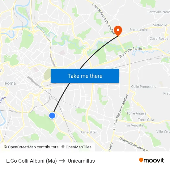 Colli Albani Square (Ma) to Unicamillus map