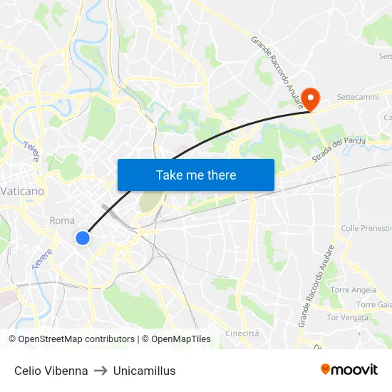 Celio Vibenna to Unicamillus map