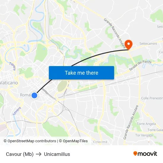 Cavour (Mb) to Unicamillus map