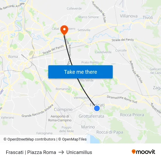 Frascati | Rome Square to Unicamillus map