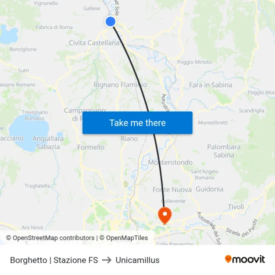 Borghetto | Stazione FS to Unicamillus map