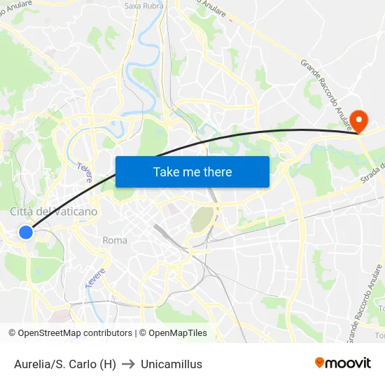 Aurelia/S. Carlo (H) to Unicamillus map