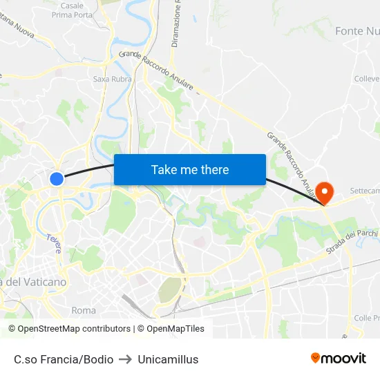 Corso Francia/Bodio to Unicamillus map