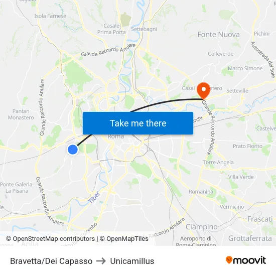Bravetta/Dei Capasso to Unicamillus map