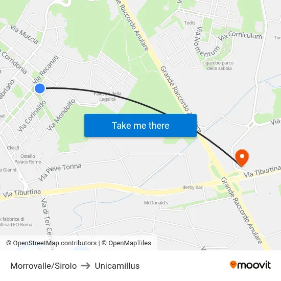 Morrovalle/Sirolo to Unicamillus map