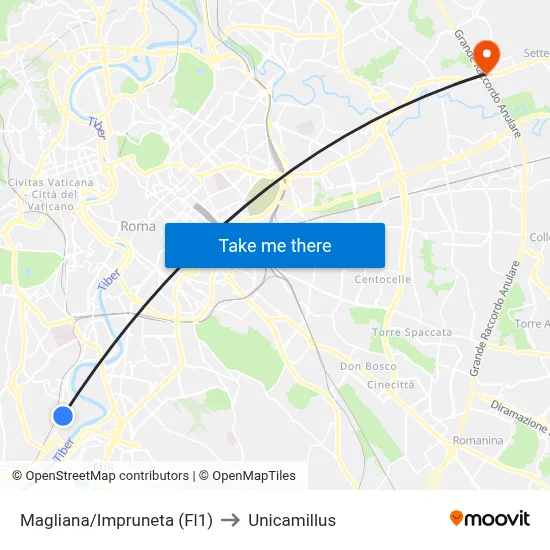 Magliana/Impruneta (Fl1) to Unicamillus map