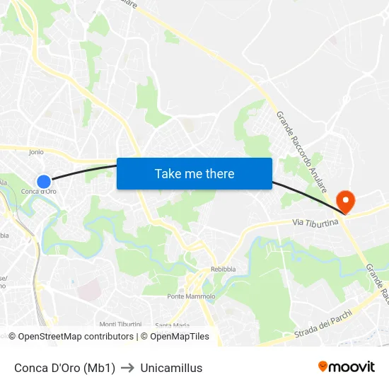 Conca D'Oro (Mb1) to Unicamillus map