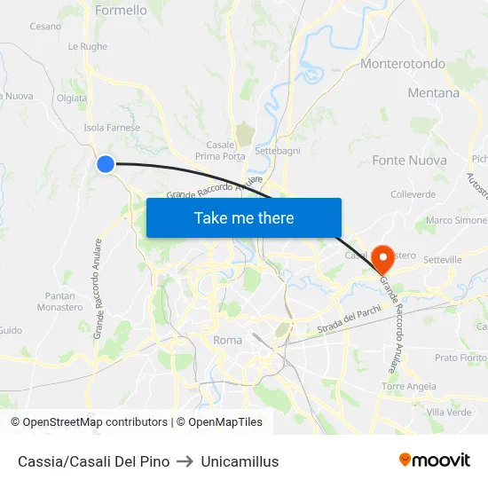 Cassia/Casali Del Pino to Unicamillus map