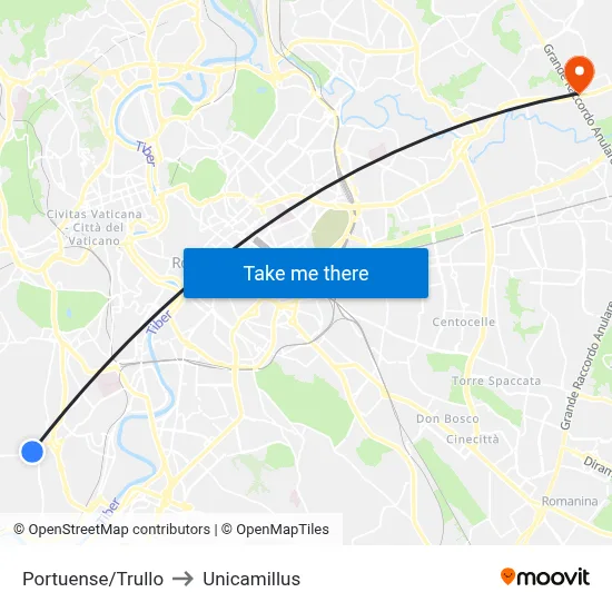 Portuense/Trullo to Unicamillus map
