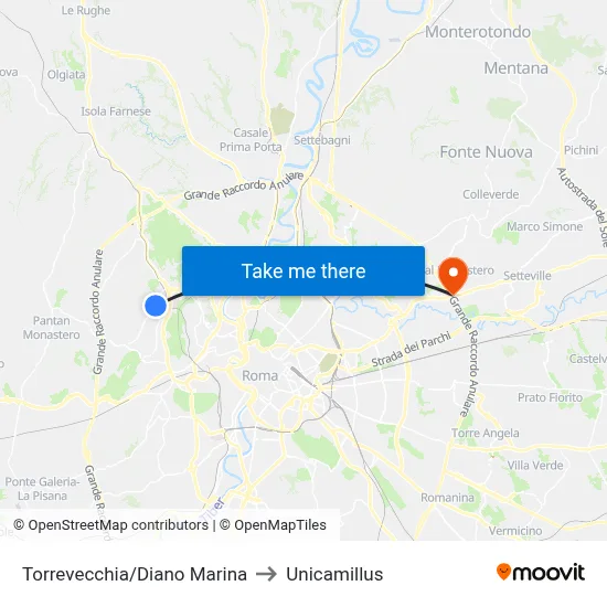 Torrevecchia/Diano Marina to Unicamillus map