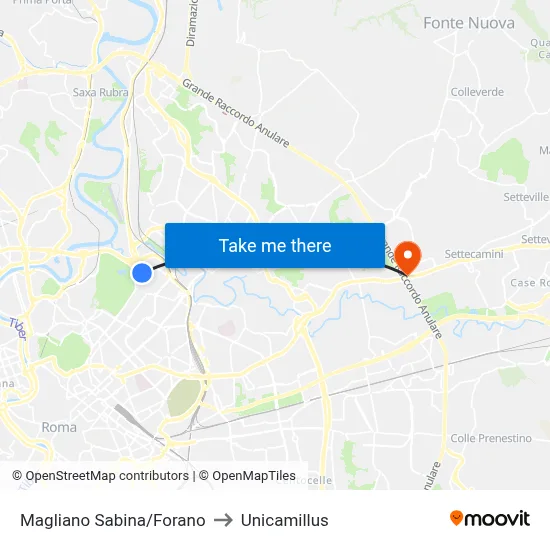 Magliano Sabina/Forano to Unicamillus map
