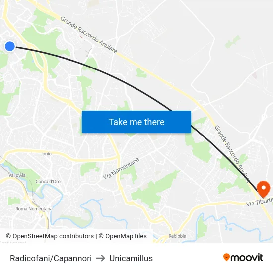 Radicofani/Capannori to Unicamillus map