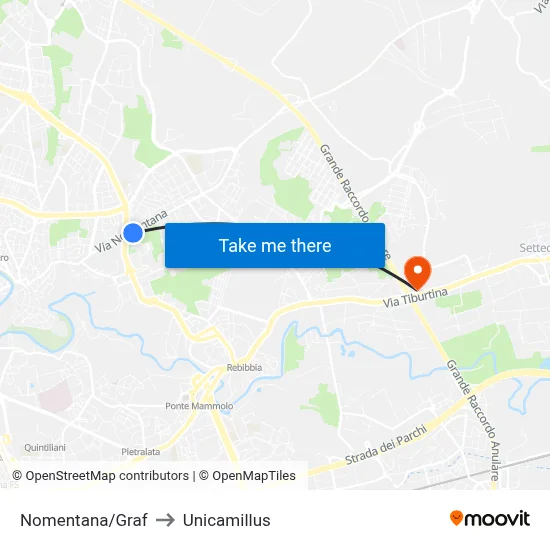 Nomentana/Graf to Unicamillus map