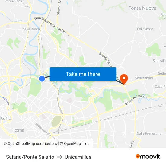 Salaria/Ponte Salario to Unicamillus map
