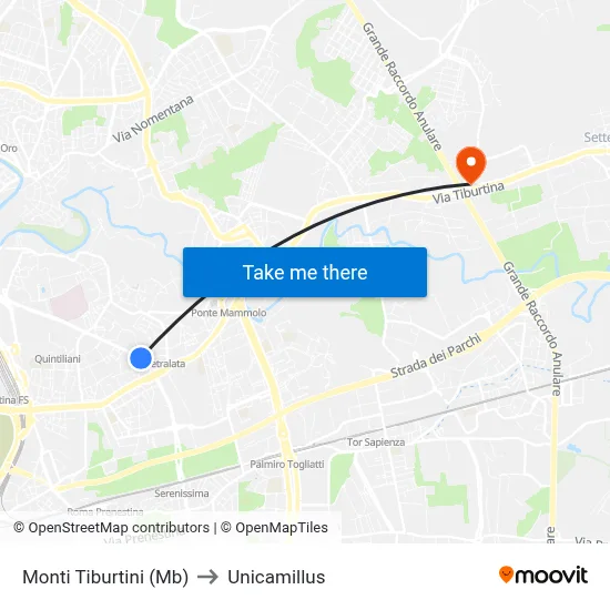 Monti Tiburtini (MB) to Unicamillus map