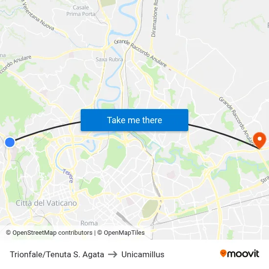 Trionfale/Tenuta Sant'Agata to Unicamillus map