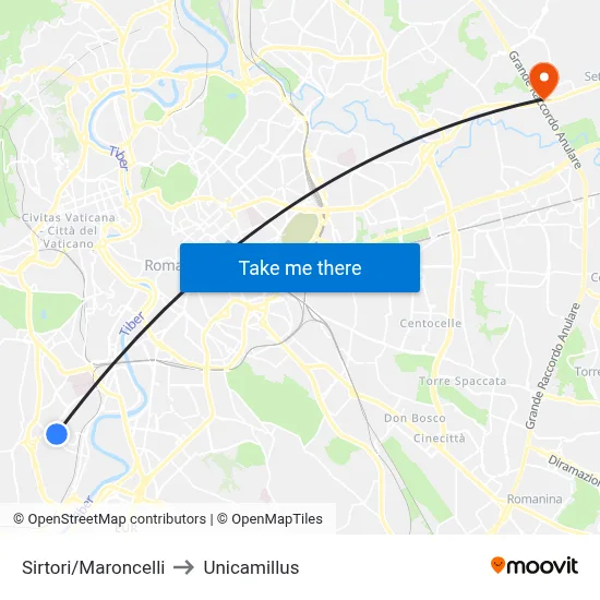 Sirtori/Maroncelli to Unicamillus map