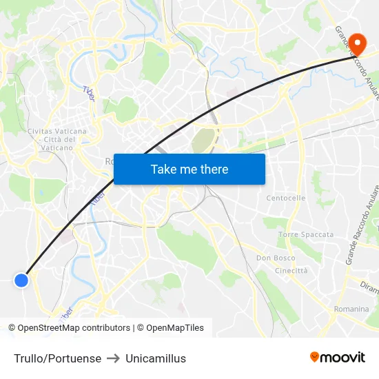 Trullo/Portuense to Unicamillus map