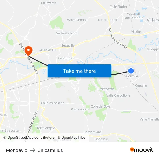 Mondavio to Unicamillus map