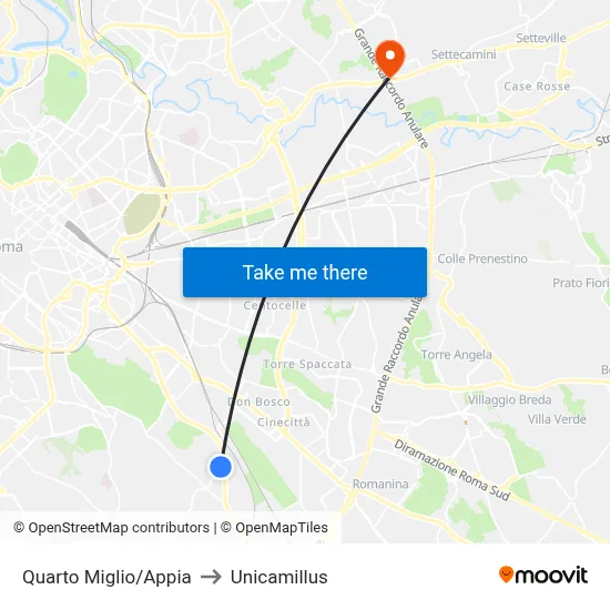 Fourth Mile/Appia to Unicamillus map