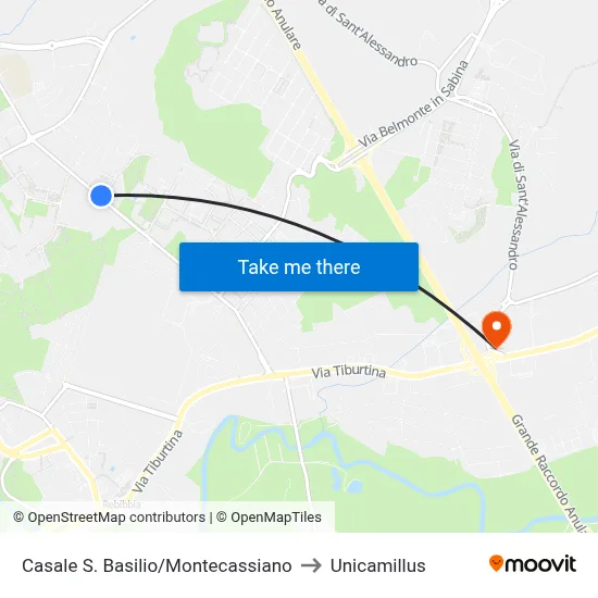 Casale San Basilio/Montecassiano to Unicamillus map