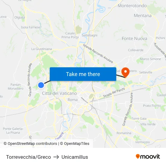 Torrevecchia/Greco to Unicamillus map