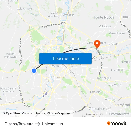 Pisana/Bravetta to Unicamillus map