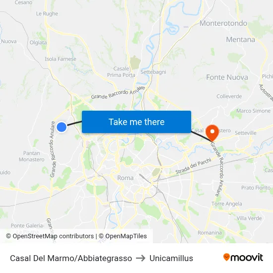 Casal Del Marmo/Abbiategrasso to Unicamillus map