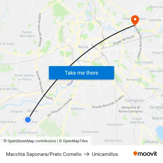 Macchia Saponara/Prato Cornelio to Unicamillus map