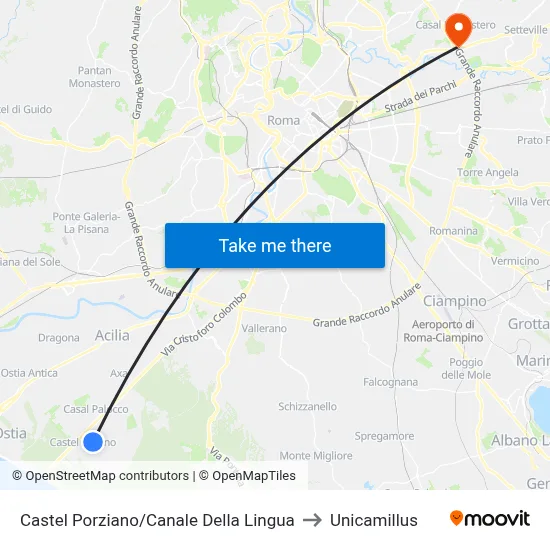 Castel Porziano/Canale Della Lingua to Unicamillus map