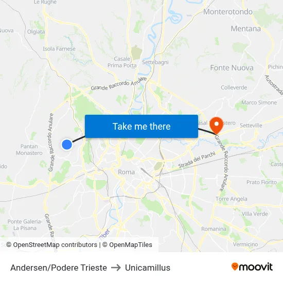 Andersen/Podere Trieste to Unicamillus map