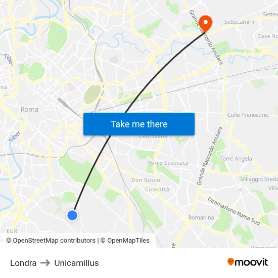 London to Unicamillus map