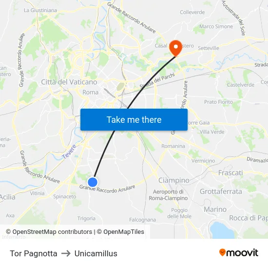 Tor Pagnotta to Unicamillus map