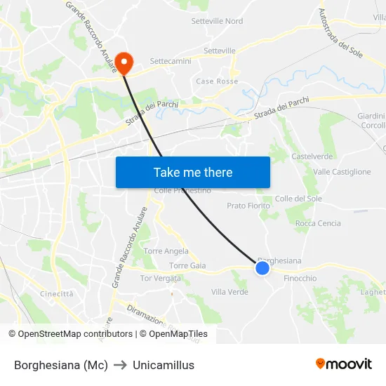 Borghesiana (Mc) to Unicamillus map