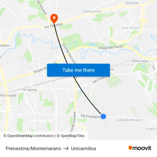 Prenestina/Montemarano to Unicamillus map