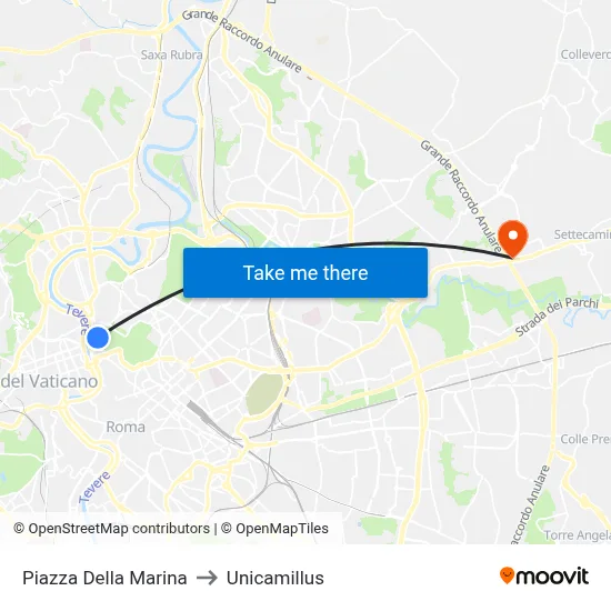 Piazza Della Marina to Unicamillus map