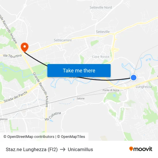 Lunghezza Station (FL2) to Unicamillus map