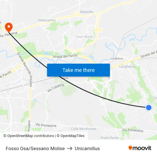 Fosso Osa/Sessano Molise to Unicamillus map