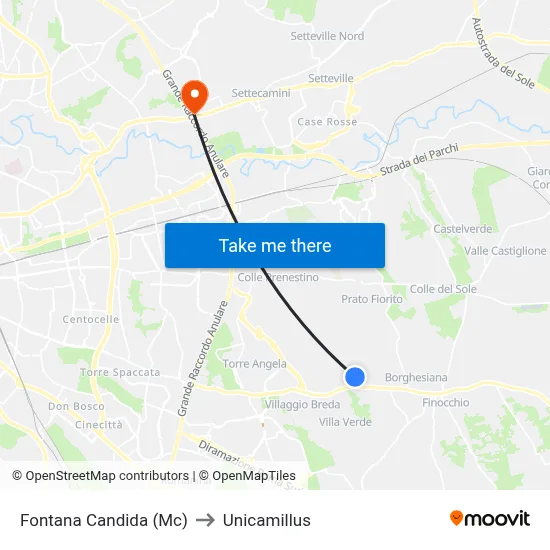 Fontana Candida (Mc) to Unicamillus map