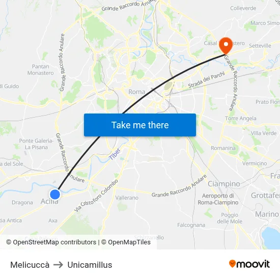 Melicuccà to Unicamillus map