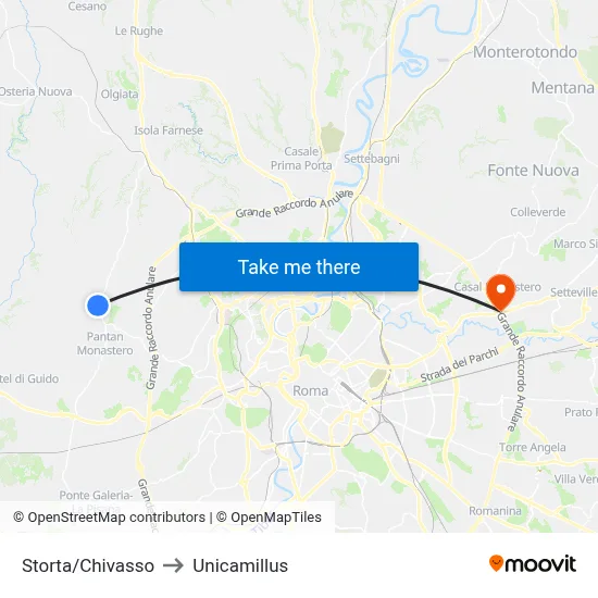 Storta/Chivasso to Unicamillus map