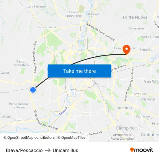 Brava/Pescaccio to Unicamillus map